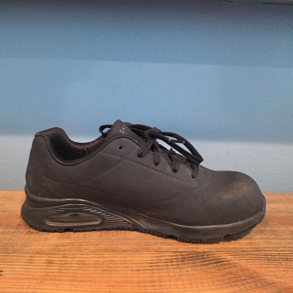 Skechers Mens Work‎ Uno Doltin Composite Toe Slip Resistant Black Sneakers 11.5